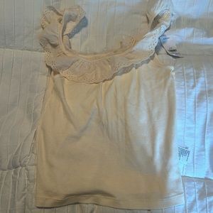 American Eagle beige tank top with ruffles